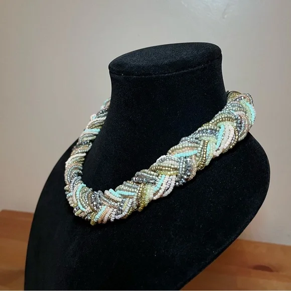 French Fashion Braided Multi-strand Beaded Collar Vintage Necklace - Picture 3 of 10